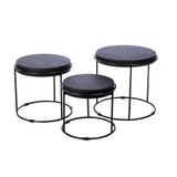 Casablanca Rotonda Set van 3 bijzettafels, rond, ijzer, craquelé oppervlak, zwart, hoogte 47 cm x Ø 48 cm