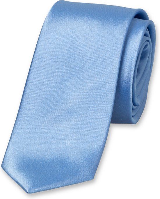 E.L. Cravatte Smalle Stropdas - Lichtblauw - 100% Zijde - 6.2 cm breed