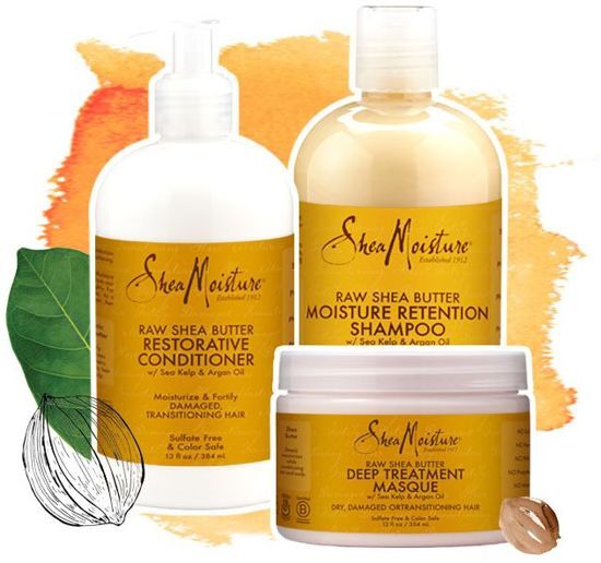 Shea Moisture SheaMoisture Raw Shea Butter Moisture Retention Combination Set â€“ Includes 13 oz. Shampoo, 13 oz. Conditioner & 12 oz. Hair Masque