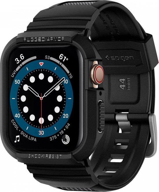 Spigen Rugged Armor Pro - Apple Watch 45MM / 44MM Hoesje en Bandje - Zwart