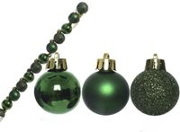 Decoris Kaemingk B.V. 14x Kleine donkergroene kunststof kerstballen 3 cm - glans/mat/glitter - Kerstversiering donkergroen