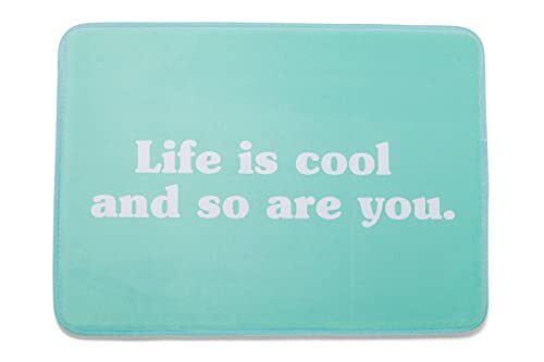 Home Sweet Home - Badmat "Life Is Cool And So Are You" van schuim, antislip, 70 x 50, aquamarijn