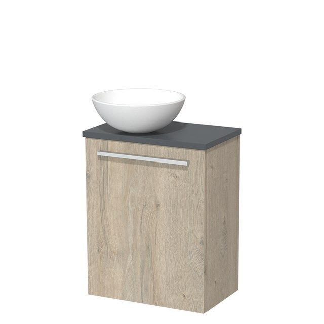 Maxaro Modulo Toiletmeubel 41 cm Lichtgrijs Eiken Donkergrijs Blad