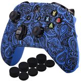 YoRHa 8 stuks siliconen beschermhoes voor Xbox One S/X controller (bloemen en blauw) met Pro handgrepen