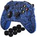 YoRHa 8 stuks siliconen beschermhoes voor Xbox One S/X controller (bloemen en blauw) met Pro handgrepen