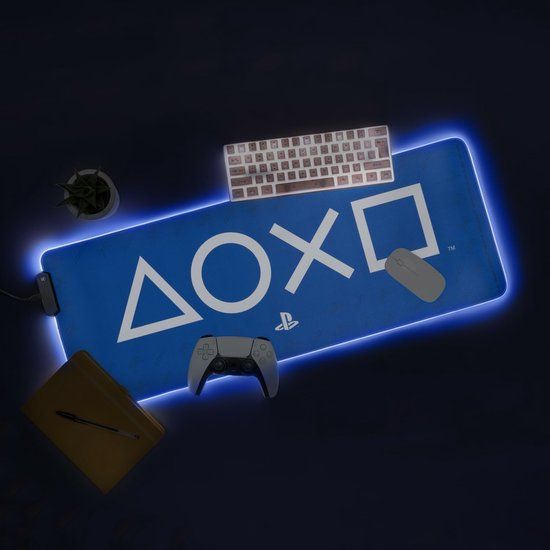 Paladone Playstation Light Up Icons Desk Mat - Blue/White