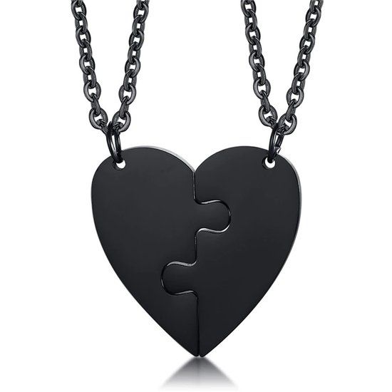 LGT JWLS LGT Jewels Vriendschapsketting BFF Hartje Edelstaal Zwart