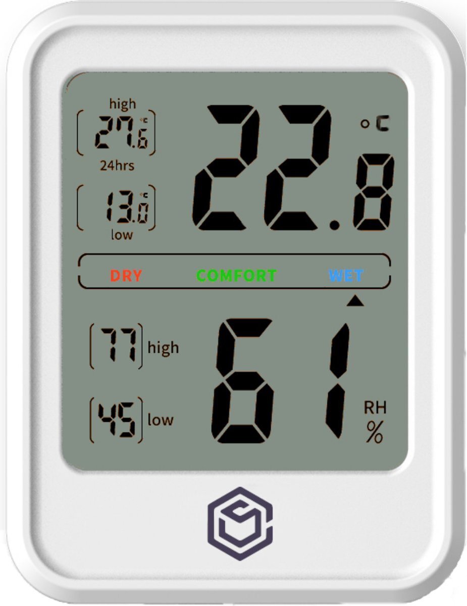 Ease electronicz Hygrometer - Luchtvochtigheidsmeter - Digitaal Weerstation - Vochtigheidsmeter - Thermometer voor Binnen - Met verlichting