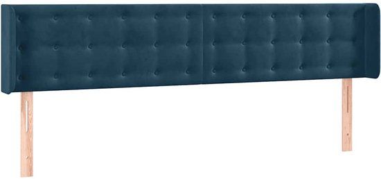 vidaXL Hoofdbord met randen 163x16x78/88 cm fluweel donkerblauw