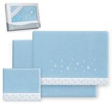 Interbaby Beddengoedset voor kinderbed, 60 x 120 cm, 100% polyester, warm, inclusief hoeslaken, dekbedovertrek en kussensloop, ideaal voor de winter, sterrenmaan, blauw