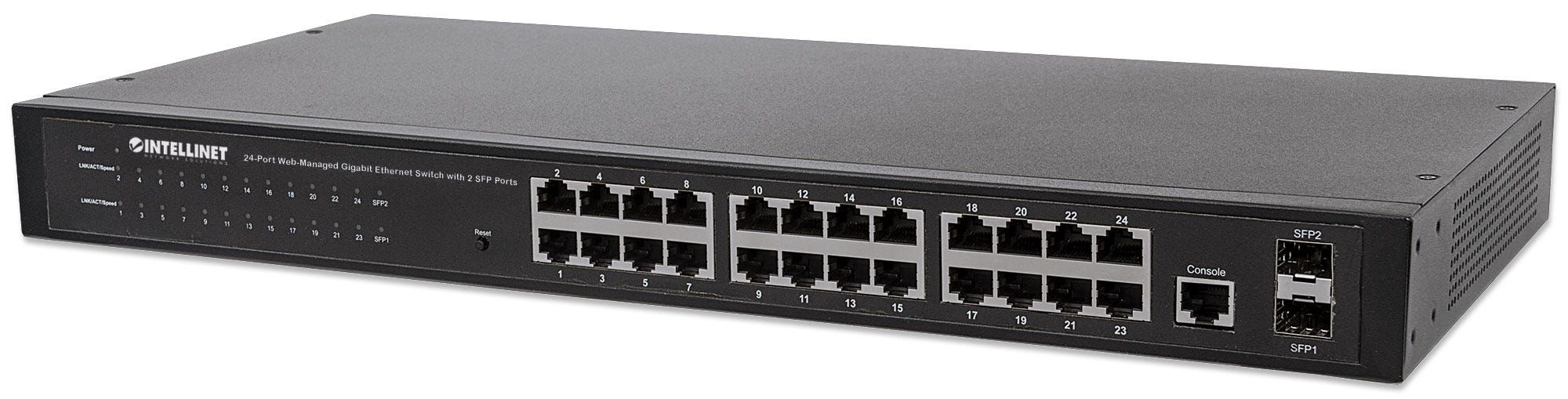 Intellinet 24-Port Gigabit Web-Smart Network Switch - Rackmount - 4 SFP - Black