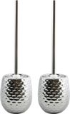 MSV Toiletborstel houder Phoenix - 2x - keramiek - zilver - 41 x 11 cm