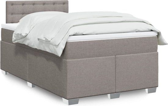 vidaXL Boxspring met matras stof taupe 120x200 cm