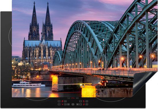 KitchenYeah® Inductie beschermer 77x51 cm - Keulen - Brug - Dom - Inductiebeschermer - Multicolor