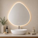 SensaHome Ethan Miroir de salle de bain avec éclairage LED - Dimmable - 2700K/4500K/6400K - Asymétrique - 80x80cm