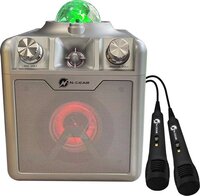 N-GEAR Disco Star 710 Silver - Bluetooth Karaoke Speaker with Star Projector & 2 Microphones
