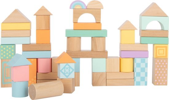 Small Foot Pastel houten bouwblokken - 50 stuks - Houten speelgoed vanaf 1 jaar