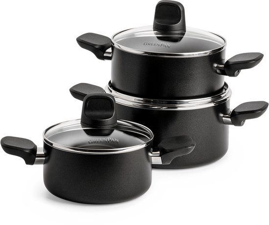 GreenPan Memphis Keramische Pannenset - 3-delig - Zwart - PFAS-vrij