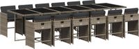 vidaXL 13-delige Tuinset met Kussens Poly Rattan Grijs