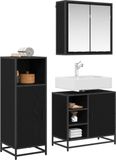 vidaXL Badkamermeubelset 3-delig Zwart Eiken 65 x 33 x 60 cm