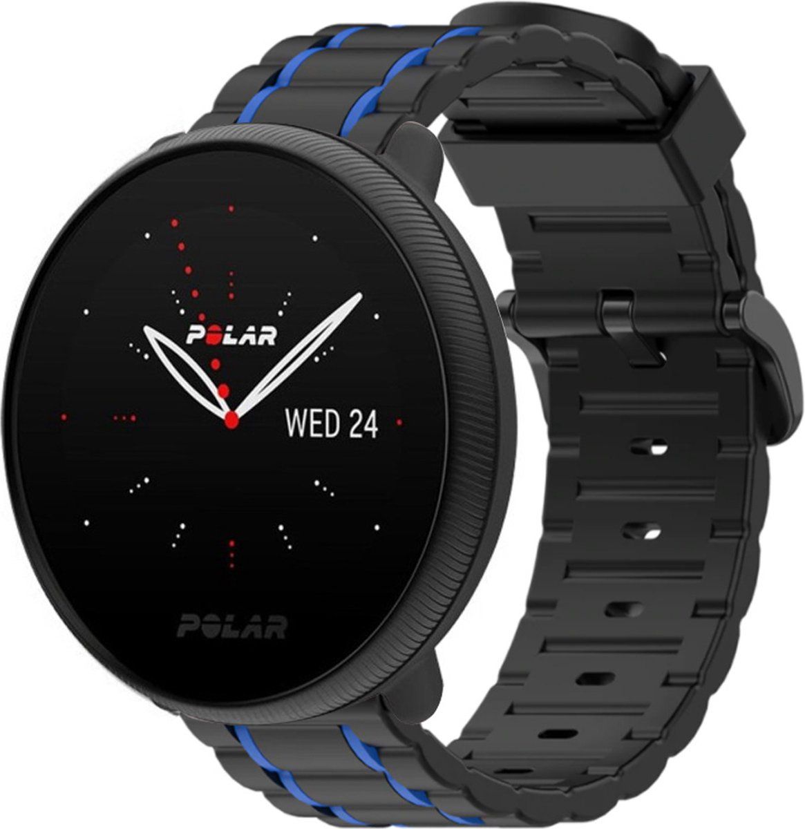 Strap-it Polar Ignite 2 sport gesp band - zwart/blauw