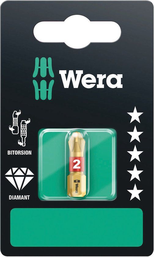 Wera 851/1 BDC SB SiS 05073335001 Kruis-bit PH 2 Gereedschapsstaal Diamant gecoat, Gelegeerd D 6.3 2 stuk(s)