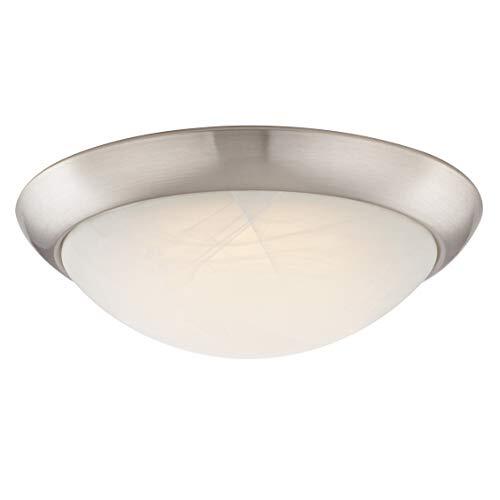 Westinghouse Lighting 63088 28 Dimbare LED-plafondlamp voor binnen, geborsteld nikkel afwerking met wit albast glas