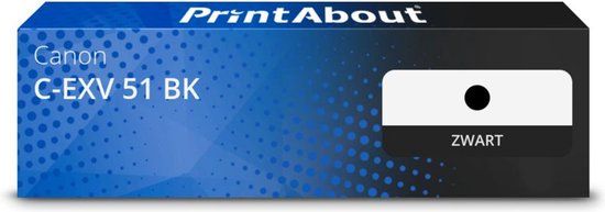 PrintAbout Toner C-EXV 51 BK Zwart geschikt voor Canon