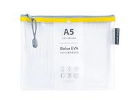 Grafoplás Tas met ritssluiting van EVA A5, van transparant EVA-schuim, gele ritssluiting, perfect voor het vervoer en bescherming van alle soorten voorwerpen, documenten of cosmetica