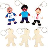 Baker Ross AX679 Mensen Sleutelhanger Set - Pak Van 10, Houten Sleutels Hangers Om Voor Kinderen Te Versieren.
