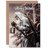 Wee Blue Coo Kerstkaart Merry Santa Clair kerstcadeau