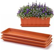 Plasticforte Bac à plantes avec plateau de récupération d'eau - 3x - terre cuite - rectangulaire - 48 x 18 cm