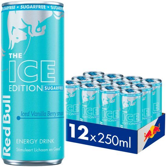 Red Bull Energy Drink Ice Edition Suikervrij, Iced Vanilla Berry 12-pack - 12 x 250ml