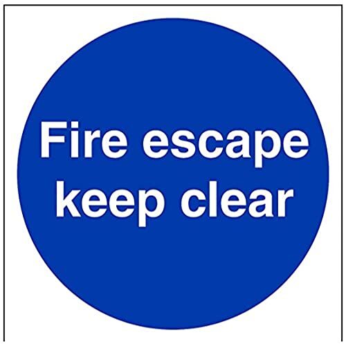 V Safety VSafety Fire Escape Keep Clear Mandatory Sign - 150mm x 150mm - Zelfklevende Vinyl