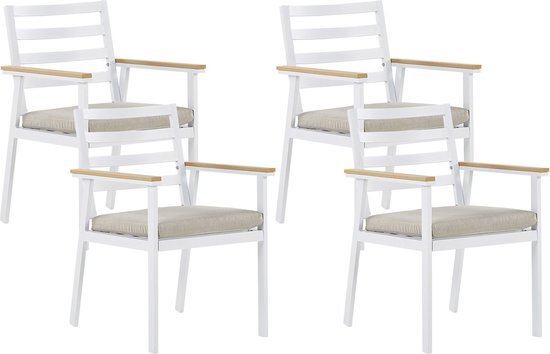 CAVOLI - Tuinstoel set van 4 - Wit/Beige - Aluminium