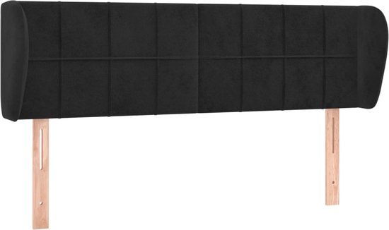 vidaXL Hoofdbord met randen fluweel zwart 147x23x78/88 cm
