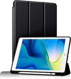 BXGH iPad-hoes voor 9/8e/7e generatie 10,2 inch iPad met potloodhouder, hoes voor 2021/2020/2019 met zachte siliconen achterkant, bescherming met automatisch wakker worden/slapen - Zwart
