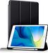 BXGH iPad-hoes voor 9/8e/7e generatie 10,2 inch iPad met potloodhouder, hoes voor 2021/2020/2019 met zachte siliconen achterkant, bescherming met automatisch wakker worden/slapen - Zwart