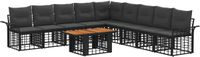 vidaXL Tuinbank Set 10 st Zwart en Donkergrijs poly rattan