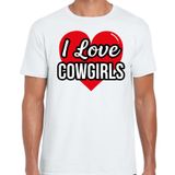 Bellatio Decorations I love Cowgirls T-shirt Wit Heren S