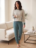 Pastunette Nordic Leaf Pyjama Badstof Creme/Groen Maat 44