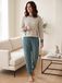 Pastunette Nordic Leaf Pyjama Badstof Creme/Groen Maat 44