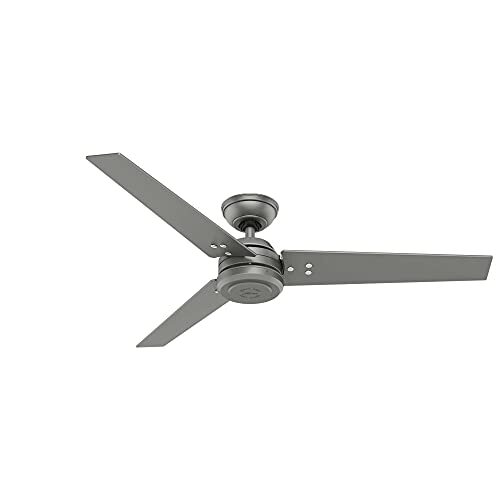 Hunter Fan Protos 50622 Plafondventilator, 132 cm, zilverkleurig mat voor binnen en buiten, met wandbediening