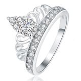 LGT JWLS Lookinggoodtoday Dames Ring Verzilverd met Kroon en Zirkonia Stenen-19mm