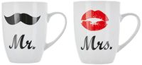 Out of the Blue Mr. & Mrs. Mokken - Porselein Koffiebeker Gift Set