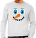 Bellatio Decorations foute kersttrui/sweater heren - Sneeuwpop gezicht - lichtgrijs - Kerstdiner L