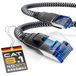 CSL CAT 8 netwerkkabel 40 Gbits - 1m - katoenen mantel - LAN-kabel patchkabel datakabel RJ45 - CAT 8 Gigabit Ethernet kabel - 40000 Mbits snelheid - S/FTP PIMF afscherming - zwart
