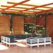 Maison Exclusive - Ensemble de jardin extérieur, 14 pièces, avec coussins, de couleur blanc