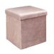 Coffre HOME DECO FACTORY Coffre Pouf Pliable Rangement Gain de Place Velours Cotele Rose