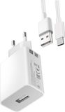Xiaomi Wandlader USB 18W met USB-C Kabel MDY-10-EF, Wit